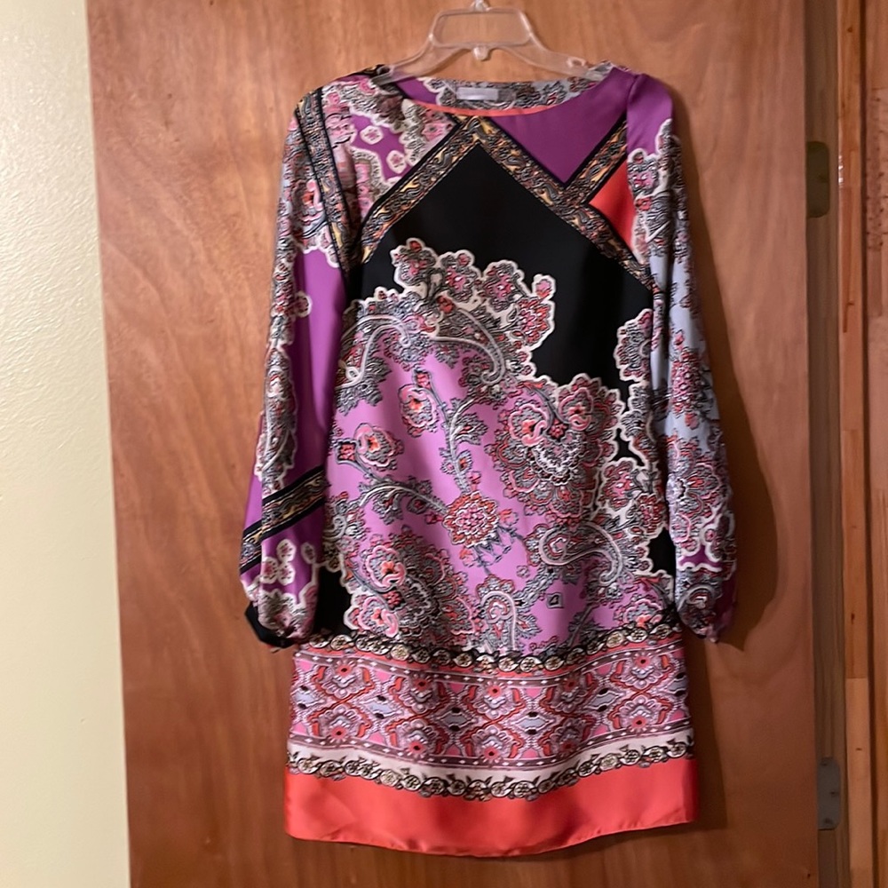 Koton dress psychedelic paisley and flowers, fitted with full attached slip (mlb